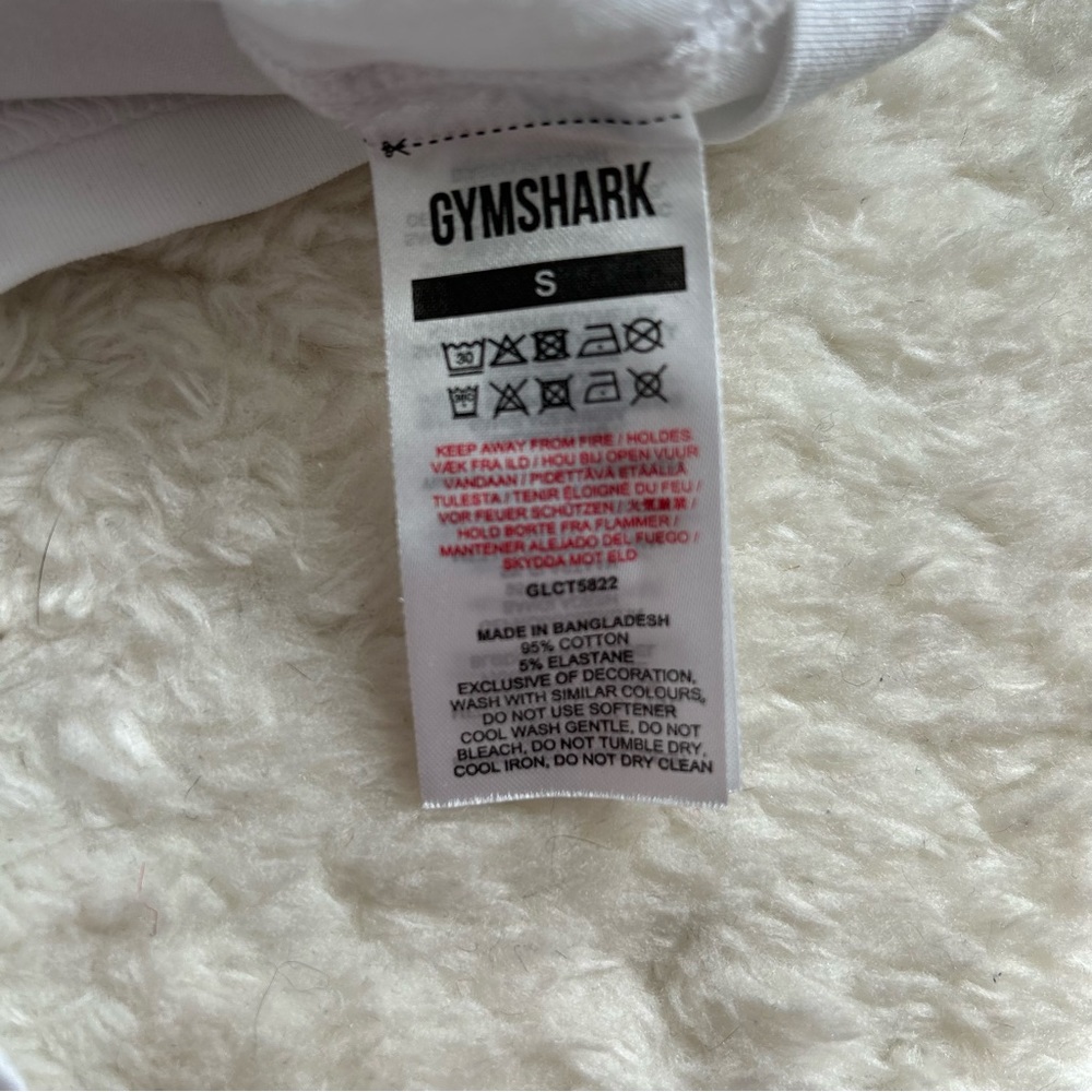 Gymshark Cropped White/Lilac Logo Short Sleeve Workout Top - Picture 5 of 5